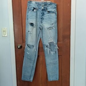 X-Long American Eagle Straight Jeans Destroyed Ripped